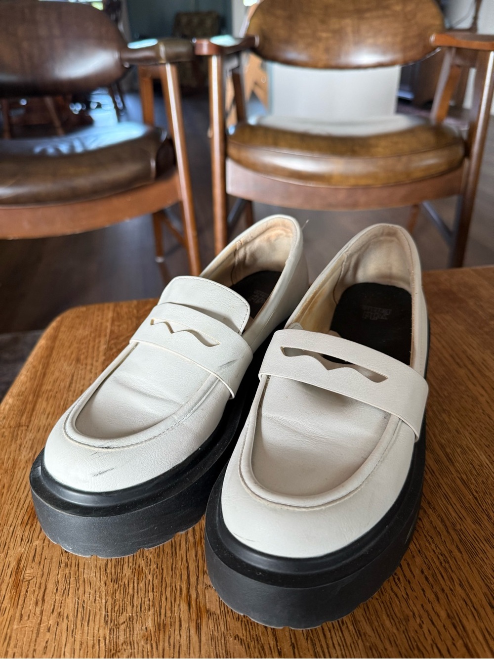 wild fable Cream Platform Loafers with Black Sole